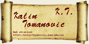 Kalin Tomanović vizit kartica